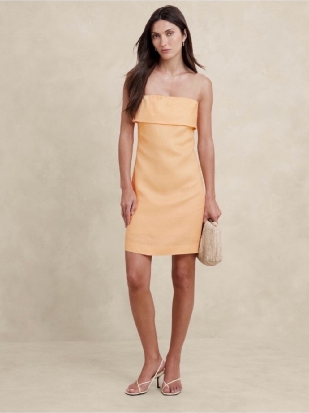 Worn Once Banana Republic Fold-Over Mini Dress in Peach